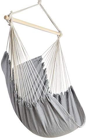 Chihee Hammock Chair Large Hammock Chair Relax Hanging Swing Chair Cotton Weave for Superior Comfort & Durability Perfect for Indoor/Outdoor Home Bedroom Patio Deck Yard Garden