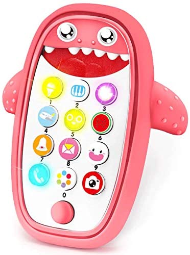 Sommer Children Music Toy Baby Phone with Removable Soft Case, Lights and Adjustable Volume - Play and Learn for Toddlers 18+ Months (red)