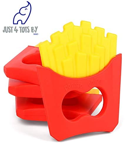 French Fry Toy Baby Teething Toys | Self-Soothing Pain Relief Soft Silicone Teether for Infants | Natural Organic BPA Free | 0-36 Months |