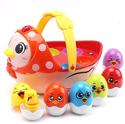 PUSITI Baby Toys Electronic Learning Toys for 2 3 4 5 Years Old Toddlers Kids Education Music Toys Easter Eggs and Hen Basket Musical Toys for Boys and Girls Birthday Gift 18 Months and Up