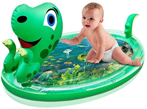 OPOLEMIN Upgrade Tummy Time Mat, Baby Water Mat X-Large 47’’x29’’ 3D Dinosaur Shape Infants Toy Fun Activity Play Center for 3-9 Months Newborn Boy & Girl Growth Brain Development BPA-Free