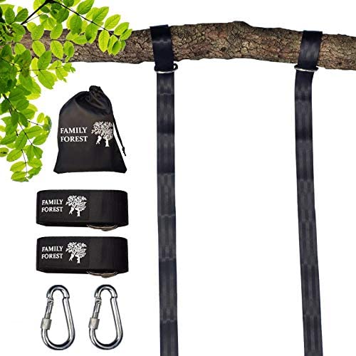 Family Forest Tree Swing Hanging Kit - Two 8FT Adjustable Straps and 2 Stainless Steel Carabiners (SGS Certified) - Holds 4800 lbs - 100% Waterproof - Compatible with All Swing and Hammock Types