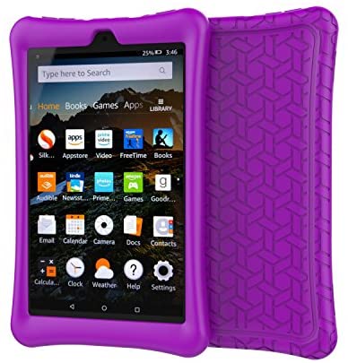 BMOUO Case for All-New Amazon Fire HD 8 Tablet (7th and 8th Generation, 2017 and 2018 Release) - Light Weight Shock Proof Soft Silicone Back Cover for Fire HD 8, Purple