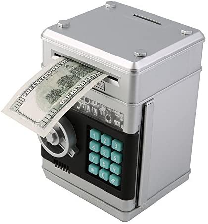 Shinetoys Ave 28th Kids Electronic Password Auto Scroll Paper Money Box Safe Piggy Bank (Silver)