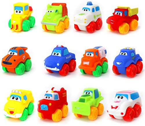 Big Mo's Toys Baby Cars - Soft Rubber Toy Vehicles for Babies and Toddlers - 12 Pieces