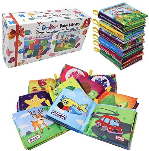 PlayShire Soft Books (0-3Yrs). Activity Crinkle Books, Non-Toxic Cloth Books Set for Newborns, Infants & Toddler Toys. Interactive Baby Girl & Baby Boy Toys Box. Baby Toys - 6 Books