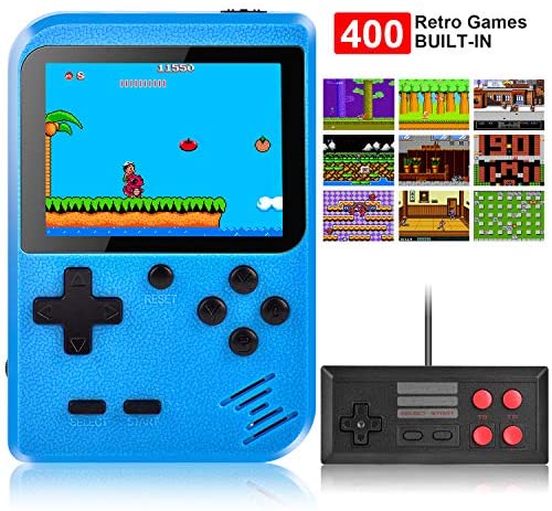 Handheld Game Console, Kiztoys Retro Video Games Console for kids with 400 Classic Games, Supporting 2 Players and TV Connection, 800 mAh Rechargeable Battery
