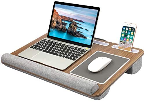 HUANUO Lap Desk - Fits up to 17 inches Laptop Desk, Built in Mouse Pad & Wrist Pad for Notebook, MacBook, Tablet, Laptop Stand with Tablet, Pen & Phone Holder