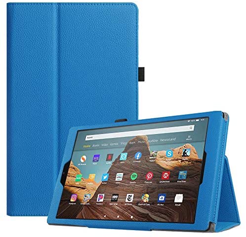 Fintie Folio Case for All-New Amazon Fire HD 10 Tablet (Compatible with 7th and 9th Generations, 2017 and 2019 Releases) - Premium PU Leather Slim Fit Stand Cover with Auto Wake/Sleep, Blue