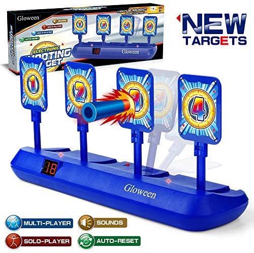 Gloween Upgraded Electronic Shooting Target Scoring, Auto Reset Digital Targets Compatible with Nerf Guns Toys, Ideal Gift Toy for Age of 5,6,7,8,9,10+ Years Old Kids, Boys & Girls