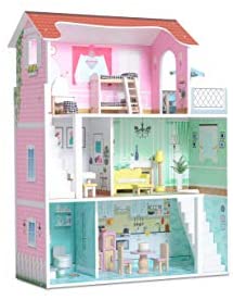 Milliard Doll House / 20 Furniture Pieces / 2.5 Feet High / Perfect Wooden Dollhouse for Kids