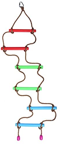 BIGLUFU Climbing Rope Ladder for Kids, 6.8FT Tree Climb Hanging Ropes Six Section for Swing Set Accessories, Idea for Playground House Play Outdoor Indoor