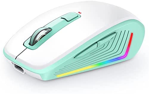 RGB Mouse Wireless, Lovaky 2.4G Rechargeable Cordless USB Mouse for Kids, Noiseless LED Laptop Mouse- 3 Adjustable DPI for Notebook, PC, Laptop, Computer, Desktop