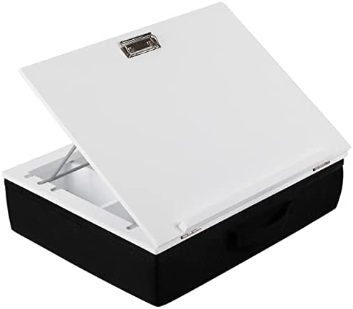 BIRDROCK HOME Lap Desk with Storage and Cushion - Deep Compartment - Adjustable Top - Work from Home - Kids or Adults - Laptop Computer Accessories Book Stand - Bed Couch Table Sofa Chair (Black)