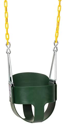 Eastern Jungle Gym Heavy-Duty High Back Full Bucket Toddler Swing Seat with Coated Swing Chains Fully Assembled, Green