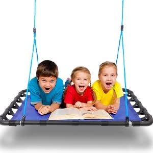 FUNJUMP Platform Tree Swing for Kids and Adults , Waterproof, Padded Steel Frame, Adjustable Ropes, 46