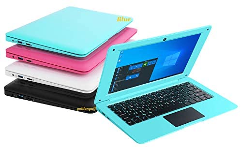 Goldengulf Windows 10 Computer Laptop Mini 10.1 Inch 32GB Ultra Thin and Light Netbook Intel Quad Core CPU PC HDMI WiFi USB Netflix YouTube (Blue)
