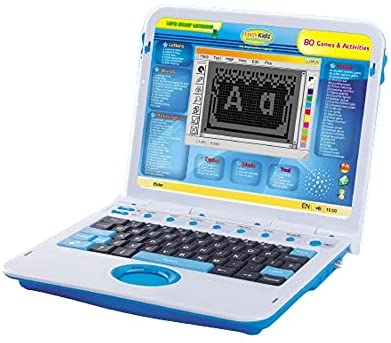 Tech Kidz My Exploration Toy Laptop Educational Learning Computer, 80 Challenging Learning Games and Activities, LCD Screen, Keyboard and Mouse Included (Blue), Ages 5+