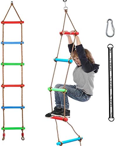 Xinlinke Climbing Rope Ladder Kids Tree Swing with Hanging Strap, Indoor and Outdoor Backyard Playground Play Swing Sets Climber Training Accessories Attachment