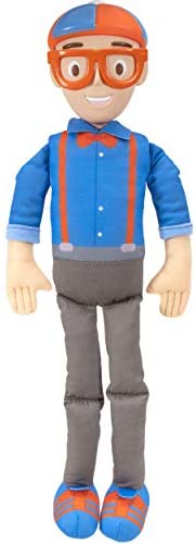 Blippi - Muñeco de felpa plegable, 16 pulgadas de alto con efectos especiales – Aprieta la barriga para escuchar frases clásicas – Juguete educativo divertido para bebés y niños