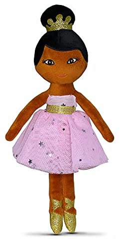 Lizzie Doll, Black Ballerina Doll, 1st Birthday Present, Girls Gift, African American Plush Doll for Girl, Toddler Black Rag Dolls for Girls, Ballet Doll, Ballet Toys