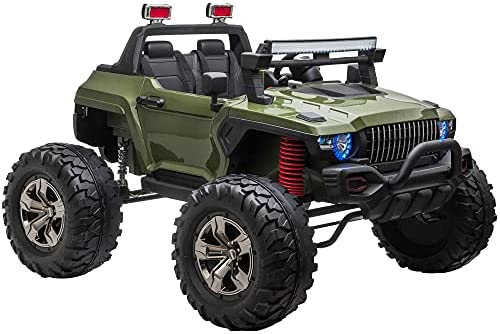 Aosom Kids Ride On Car Off Road Toy Truck SUV, 12V Electric Battery Powered with Remote Control, MP3 Function, Adjustable Speed, and Four Wheel Spring Suspension, Green