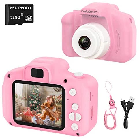 Digital Camera for Kids,hyleton 1080P FHD Kids Digital Video Camera Camcorder for 3-10 Years Girls Gift with 32GB SD Card & 2 Inch IPS Screen (Pink)