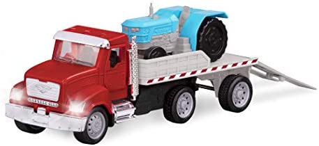Driven by Battat – Micro Flatbed Truck – Toy Truck with Trailer & Miniature Toy Tractor For Kids Aged 3+ (2Pc)