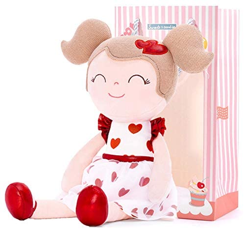 Gloveleya Baby Doll Baby Girl Gifts Soft First Baby Doll Plush Dolls Red Heart 16 Inches with Gift Box
