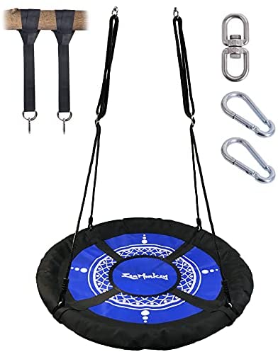 ZenMonkey Tree Swing, Round 40 Inch Saucer Swing Set 700 lbs Capacity with UV Resistant Textilene, Steel Frame, 900D Oxford Fabric, Includes 360 Degree Swivel and Hanging Straps