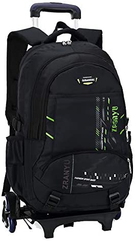 QIXINGHU Rolling Backpacks, Kid's School Bags with Wheels, Boys Wheeled Carts, Children's Travel Luggage School Bags, Laptop Backpacks,Green