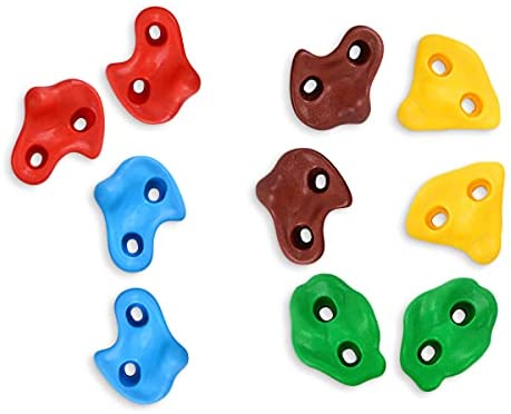 TOPNEW 10PCS Climbing Holds for Kids, Rock Wall Climbing Kit with Hardware for Indoor and Outdoor Climbing Wall