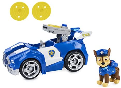 Paw Patrol, Chase’s Deluxe Movie Transforming Toy Car with Collectible Action Figure, Kids Toys for Ages 3 and up
