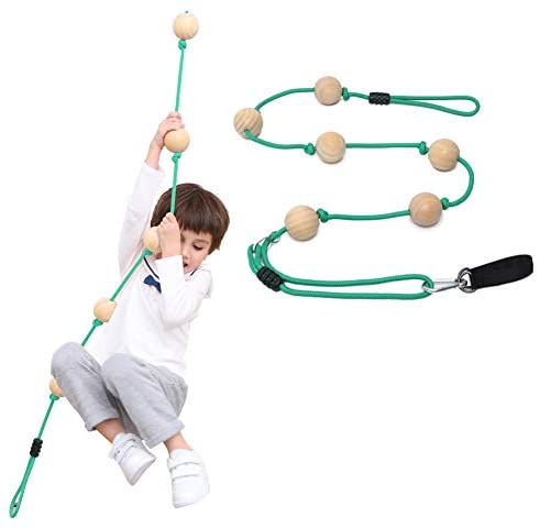 Kids Climbing Rope Tree Swing with Wooden Balls,Playground Swing Set Accessories Outdoor for Kids ,Trees House Swing Outside Playset Toys for Indoor/Outdoor/Playground/Home/Tree/Backyard(Green)