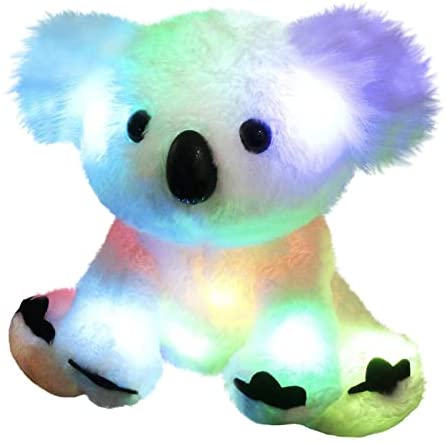 Glow Guards 10'' LED Koala Stuffed Animals Light up Wildlife Soft Plush Toy with Rainbow Night Lights Ideal Birthday for Toddler Kids