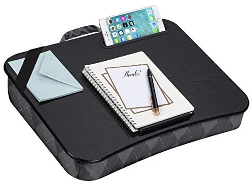 LapGear Designer Lap Desk with Phone Holder and Device Ledge - Gray Argyle - Fits up to 15.6 Inch Laptops - Style No. 45438