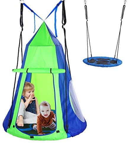 KOKSRY Swings for Kids,Hanging Tree Swing Tent for Kids, Hanging Tree House Tent Waterproof Portable Indoor or Outdoor Use with Tree Straps(Included Tree Protection )
