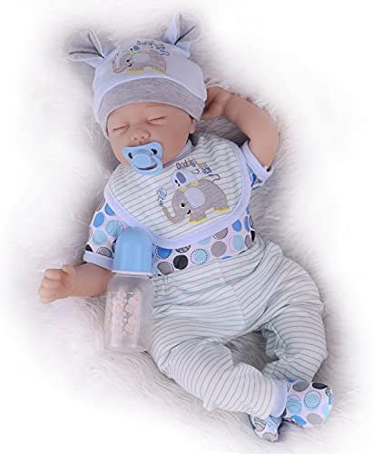 Kaydora Reborn Baby Doll, 22 Inch Lifelike Newborn Baby Doll Boy, Realistic Sleeping Reborn Dolls That Look Real, Handmade Weighted Silicone Reborn Gift Set for Kids Age 3+