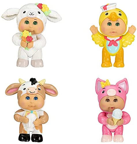 Cabbage Patch Kids Cutietown Farm Friends, 3”, 4-Figure Pack - Includes Piggie, Cow, Lambie, Ducky - Cabbage Patch Farm Friends - Grow Your Cabbage Patch
