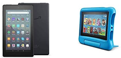 Fire 7 Family Pack - Fire 7 Tablet (16GB, Black) + Fire 7 Kids Edition Tablet (16GB, Blue)