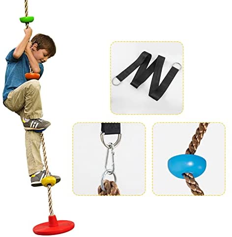Tree Swing Outdoor Rope Swing for Kids Playground Swing Play Set Accessories 2m/6.6ft Adjustable Outdoor Playset with Hanging Straps, Carabiner (Rope Swing)