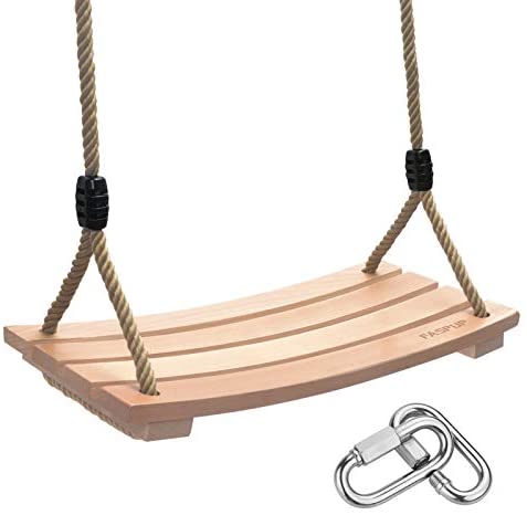 Wood Swing Seat with Adjustable Hemp Rope, Adults Children Kids Tree Swing Chair Playground Rope Swing Set 220lbs Load for Indoor Outdoor Backyard Play (7.9Wx16.5L)