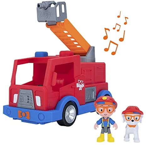 Blippi Fire Truck - Fun Freewheeling Vehicles with Freewheeling Features Including 3 Firefighter and Fire Dog, Sounds and Phrases - Educational Vehicles for Toddlers and Young Kids