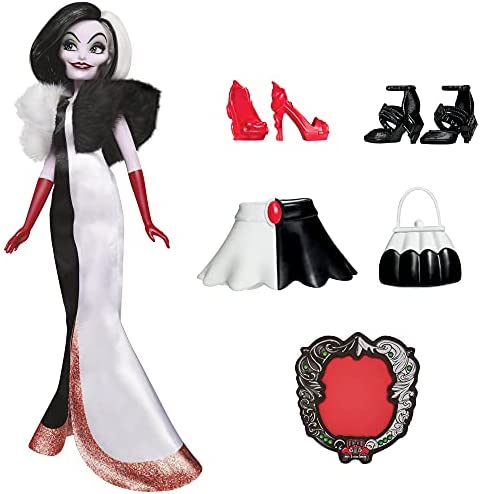 Disney Villains Cruella De Vil Fashion Doll, Accessories and Removable Clothes, Disney Villains Toy for Kids 5 Years Old and Up