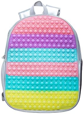 Dewadbow Fidget Backpack for Boys Girls Fidget Bookbag for Kids Children School Supplies Fidget Laptop Backpack for Adults Work Office Supplies (Macaron)