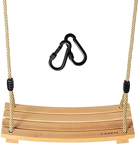 Wooden Tree Swings Tree Swing for Adults Children Kid's Wood Swing Seat with Adjustable Rope 220lbs Load Wooden Swing Set for Indoor Outdoor