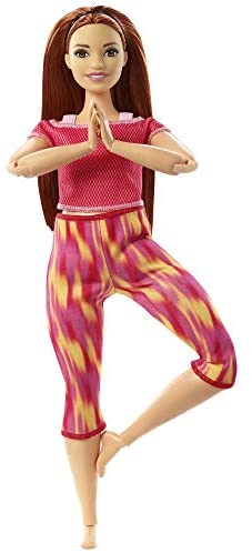 Barbie Made to Move Doll, Curvy, with 22 Flexible Joints & Long Straight Red Hair Wearing Athleisure-wear for Kids 3 to 7 Years Old