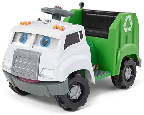 Kid Trax Real Rigs Toddler Recycling Truck Interactive Ride On Toy, Kids Ages 1.5-4 Years, 6 Volt Battery and Charger, Sound Effects, 9 Recycling Accessories Included (KT1535TG) , Green