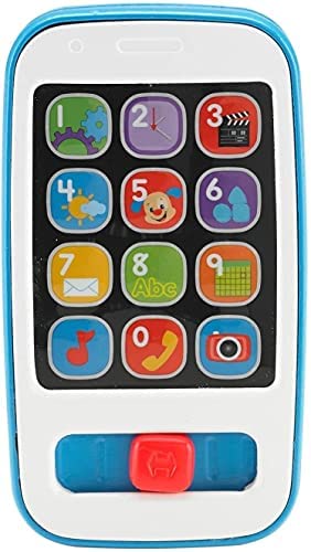 Fisher-Price Laugh & Learn Smart Phone Blue, Light-up Musical Pretend Phone for Infants and Toddlers