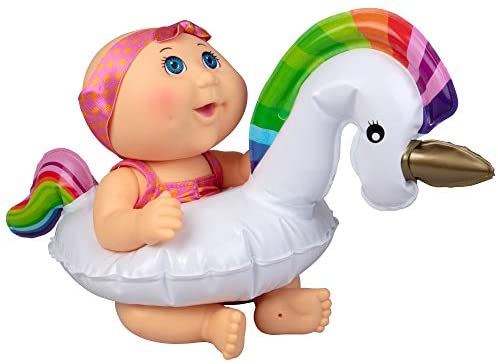 Cabbage Patch Kids Splash N' Float Doll for Pool & Bath Tub - Newborn Baby with Unicorn Inflatable Tube - Play in or Out of Water - Ages 2+
